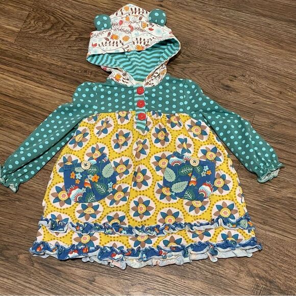 Matilda Jane Baby Bear Hoodie Dress Floral Polkadot Ruffle Size 12-18 Months - Picture 2 of 12
